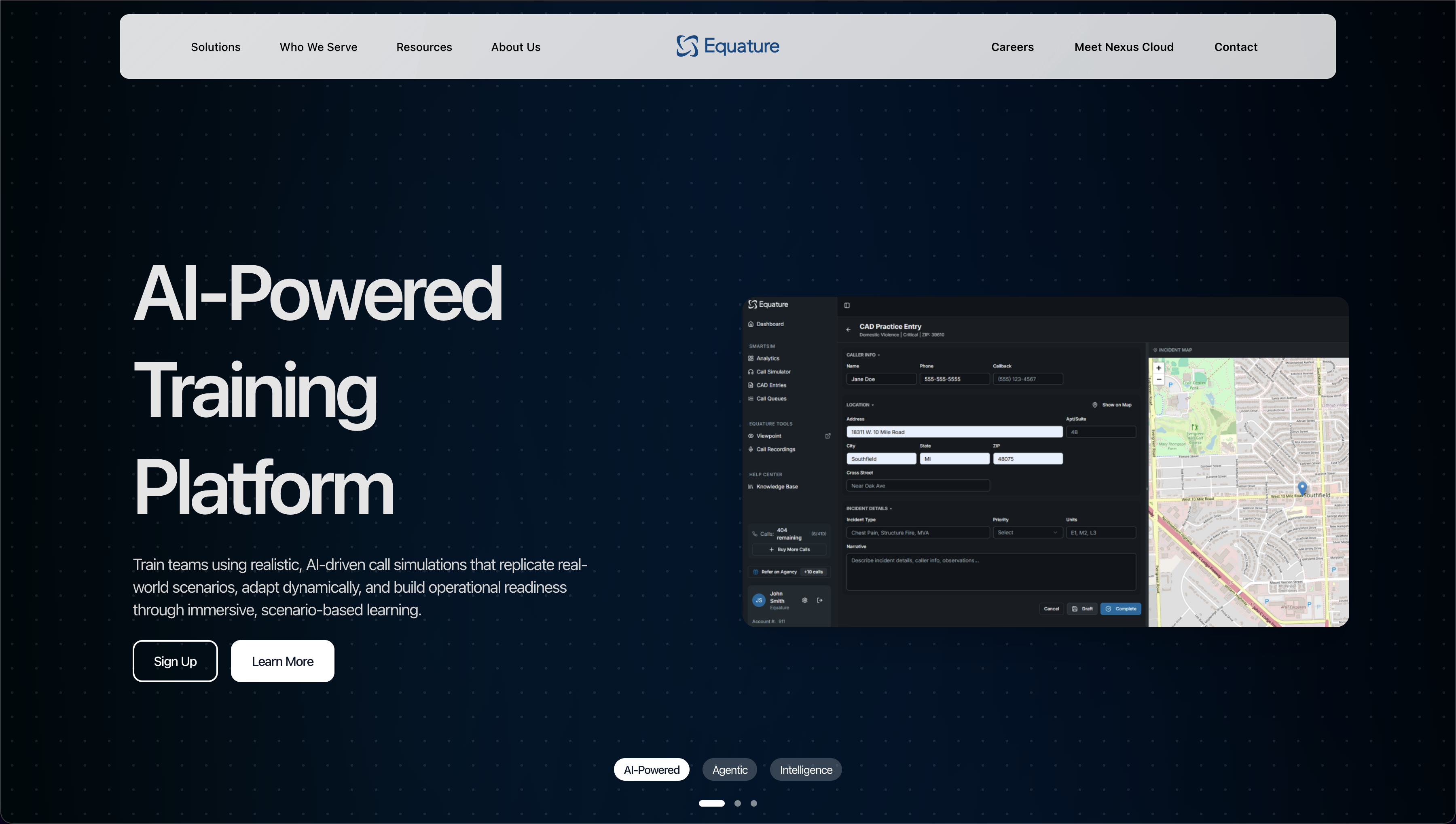 Equature - Public Safety Technology Landing Page